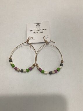 Tell Your Tale Gold Hoop Earrings with‎ Multicolor Beads